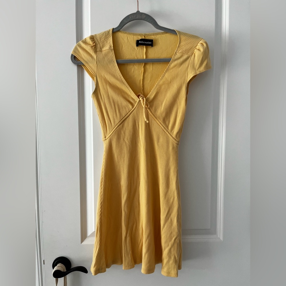 Reformation Yellow Puff Sleeve Sundress